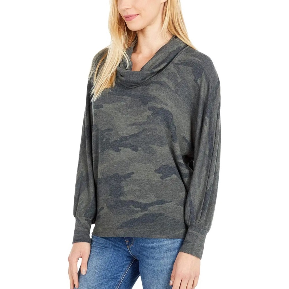 Splendid Supersoft Camo Cowl Neck Pullover XS